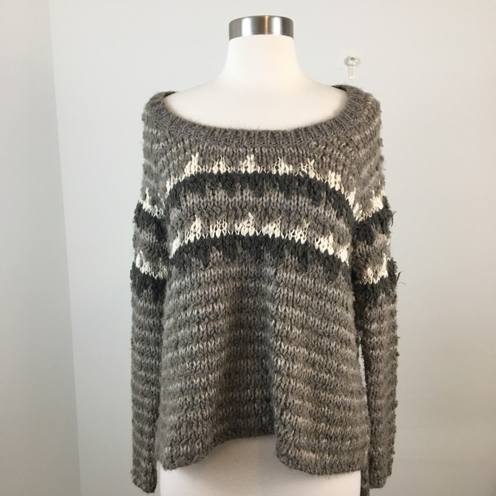 Free People Brown Knit Long Sleeve Sweater